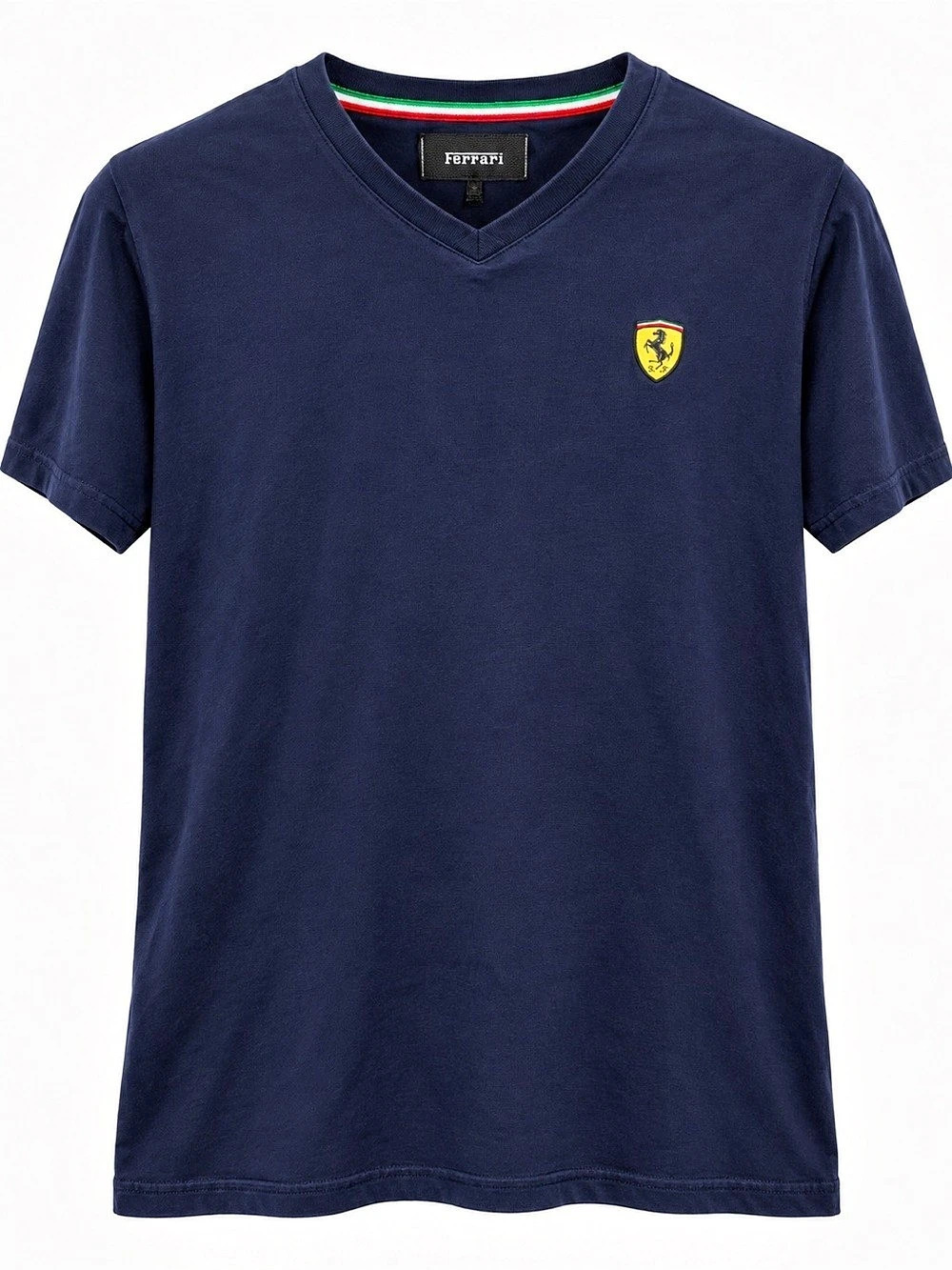 Ferrari Scuderia Men’s XL Navy Blue V-Neck T-Shirt Formula 1 F1 Racing